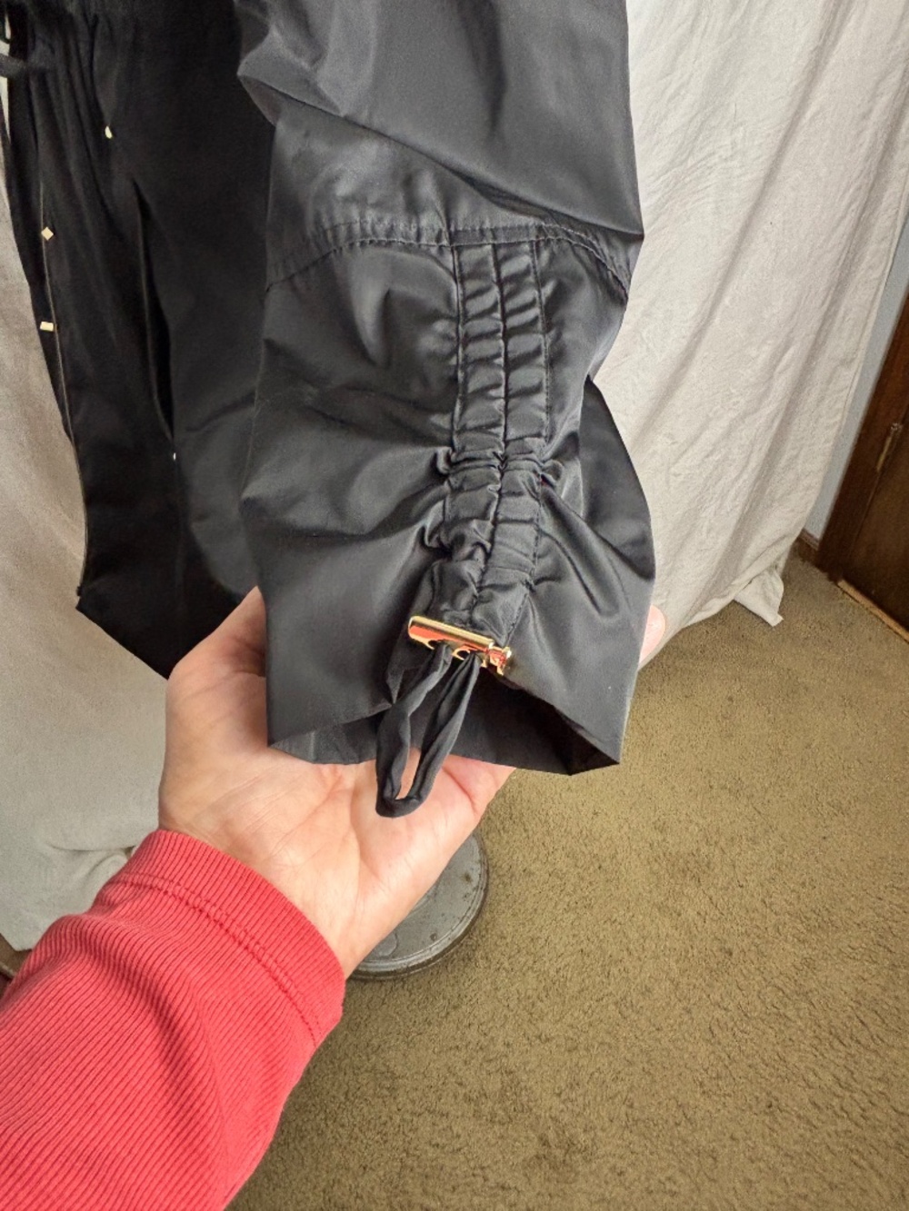 NWT Via Spiga Zip Front Anorak w/ Adj. Sleeve Detail/Attached Hood Black Sz. S - Picture 5 of 12